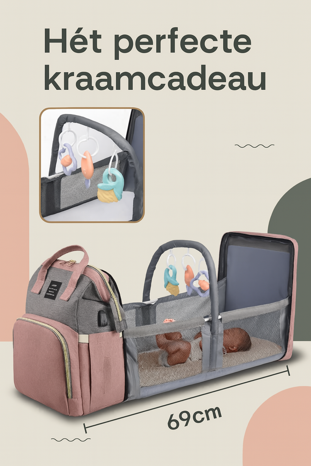 Onmisbare Mama tas – Lichtgewicht luiertas met opvouwbaar babybedje en extra veel ruimte