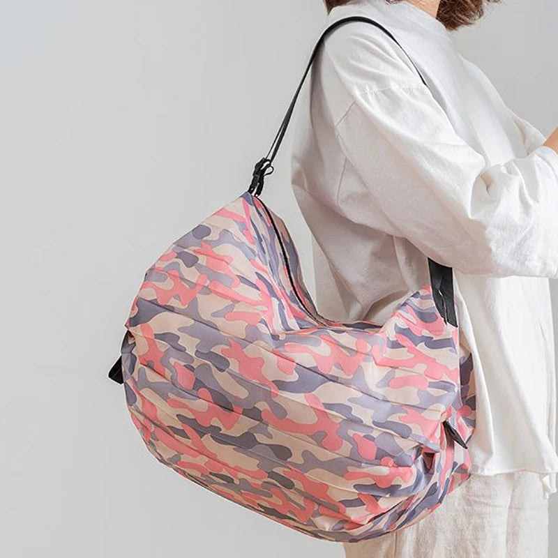 Foldable Storage Bag With Handle Portable Travel Camouflage Handbags Large Capacity Shopping Bag