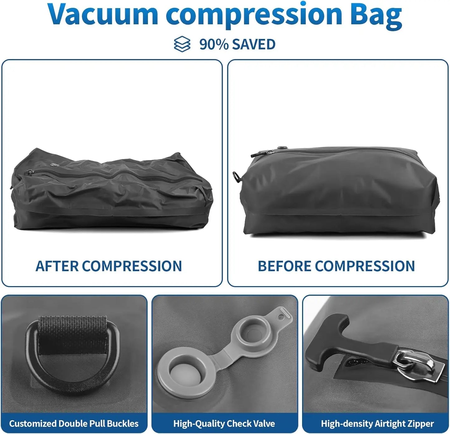 Outdoor Travel Vacuum Bag Reusable Storage Bag Folding Travel Compression Bag with Air Pump for Suitcases Backpack and Luggage