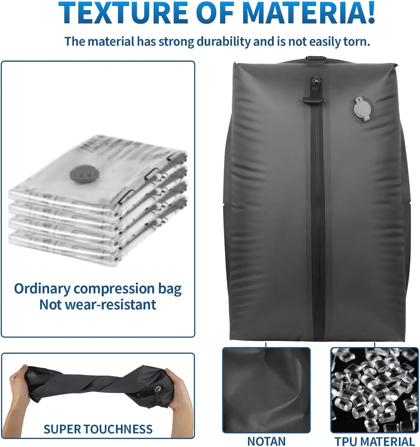 Outdoor Travel Vacuum Bag Reusable Storage Bag Folding Travel Compression Bag with Air Pump for Suitcases Backpack and Luggage