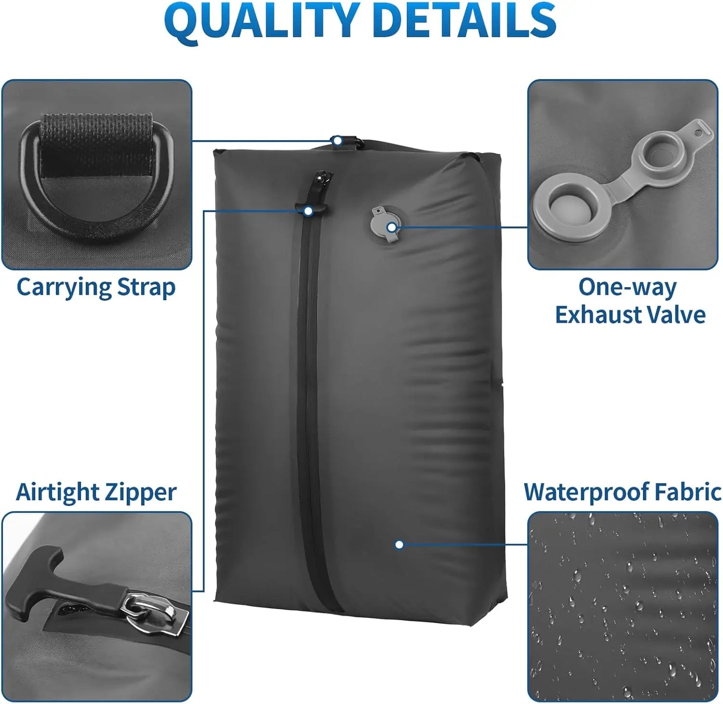 Outdoor Travel Vacuum Bag Reusable Storage Bag Folding Travel Compression Bag with Air Pump for Suitcases Backpack and Luggage