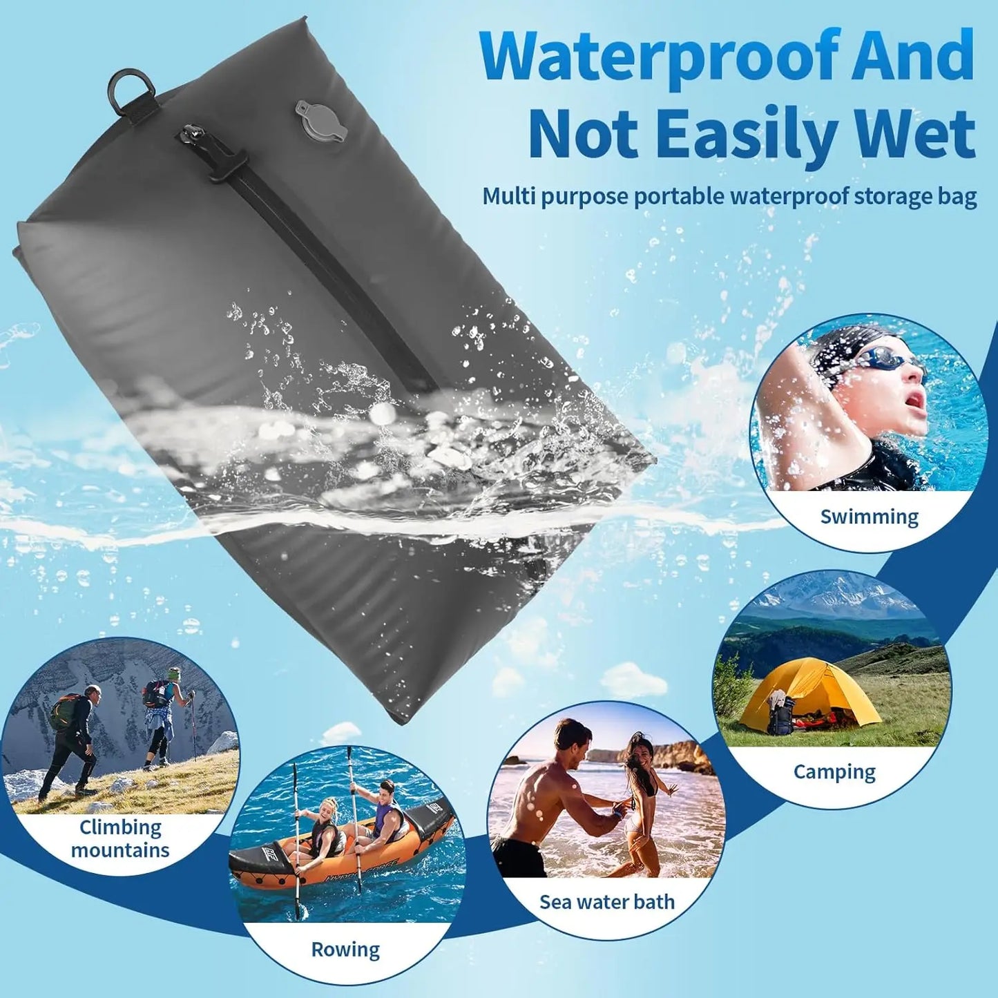 Outdoor Travel Vacuum Bag Reusable Storage Bag Folding Travel Compression Bag with Air Pump for Suitcases Backpack and Luggage