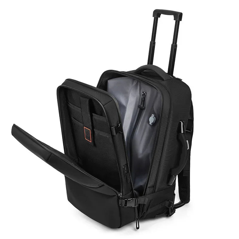 Travel Trolley vacuum compression business backpacks bags for Man Wheeled backpack On wheels luggage Rolling Bags For Boardable