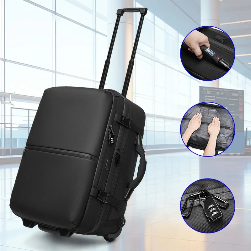 Travel Trolley vacuum compression business backpacks bags for Man Wheeled backpack On wheels luggage Rolling Bags For Boardable